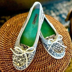Sperry Top Sider Women's Leopard Canvas Lace Up Boat Shoes Size 10.0M